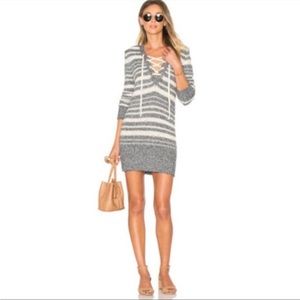 Lovers + Friends Revolve Striped Boucle Sweater Dress, Grey/White Small
